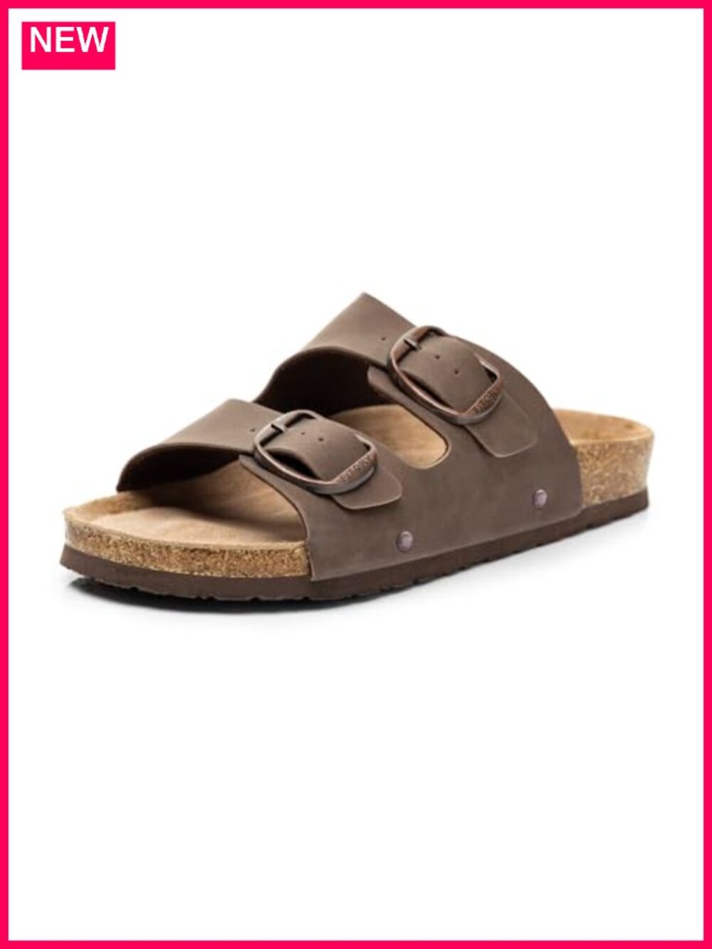 Women's Cork Footbed Slide Sandals with Arch Support, Adjustable Buckle Straps